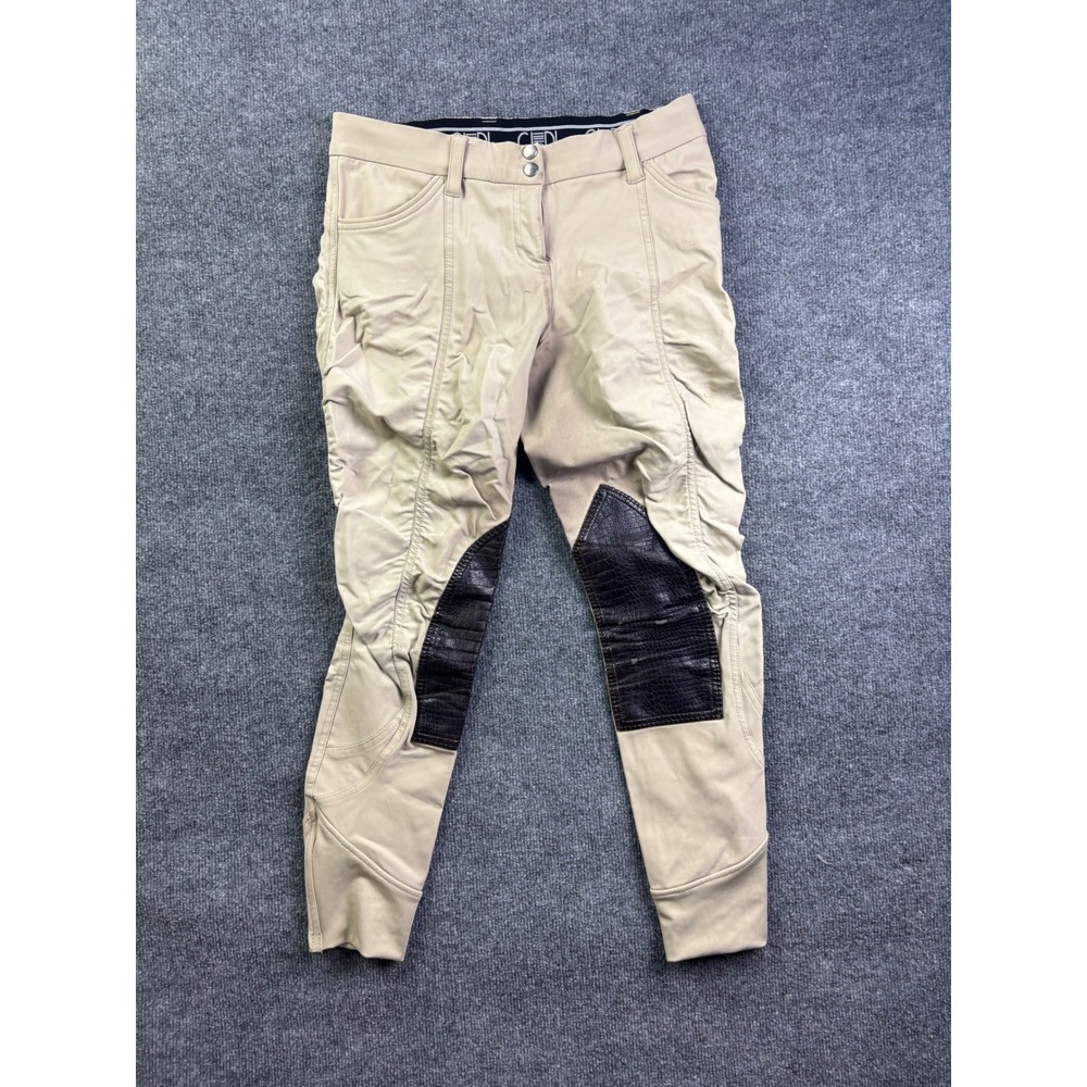 GhoDho Breeches Equestrian Riding Pants Womens 30R Tan‎ Croc Knee Patch